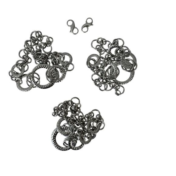 LIA SOPHIA Silver Tone Chunky Chain Link Triple Strand Necklace Versatile 3 pcs - Picture 5 of 9